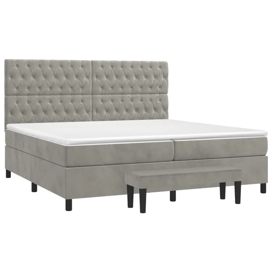 Sommier à lattes de lit et matelas Gris clair 200x200cm Velours - 3