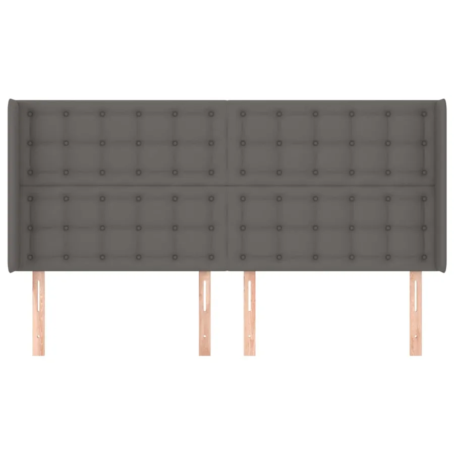 Tête de lit avec oreilles Gris 183x16x118/128 cm Similicuir - 3