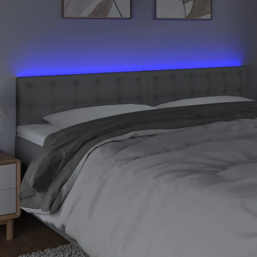 Tête de lit à LED Gris clair 180x5x78/88 cm Tissu - 3