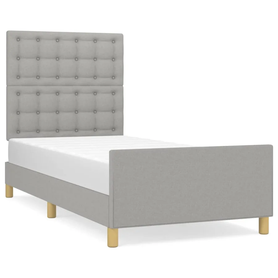 Cadre de lit sans matelas avec tête de lit gris clair 90x190cm - 2