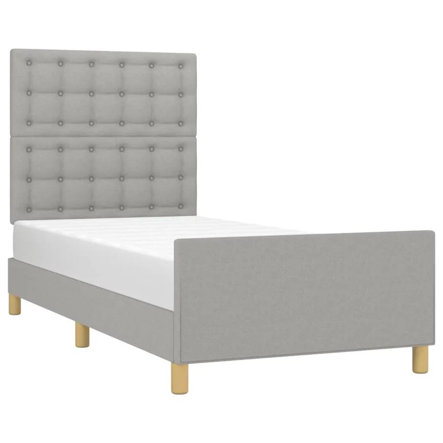 Cadre de lit sans matelas avec tête de lit gris clair 90x190cm - 3