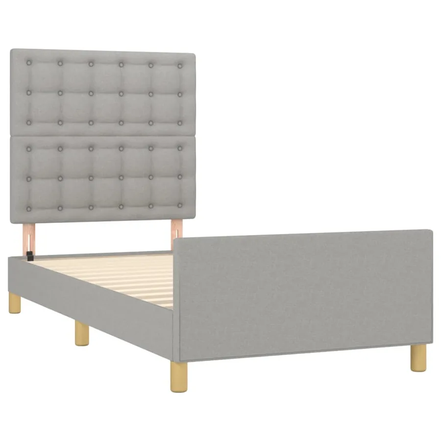 Cadre de lit sans matelas avec tête de lit gris clair 90x190cm - 4