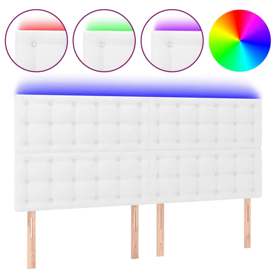 Tête de lit à LED Blanc 200x5x118/128 cm Similicuir - 2
