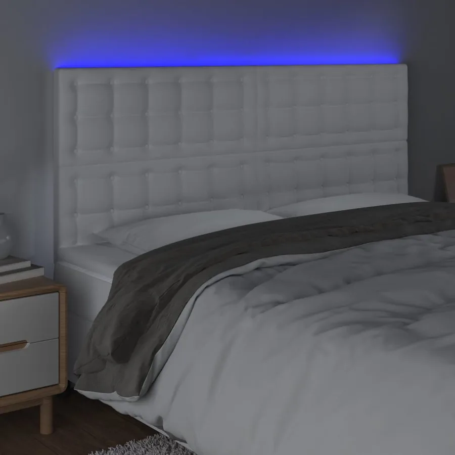 Tête de lit à LED Blanc 200x5x118/128 cm Similicuir - 3