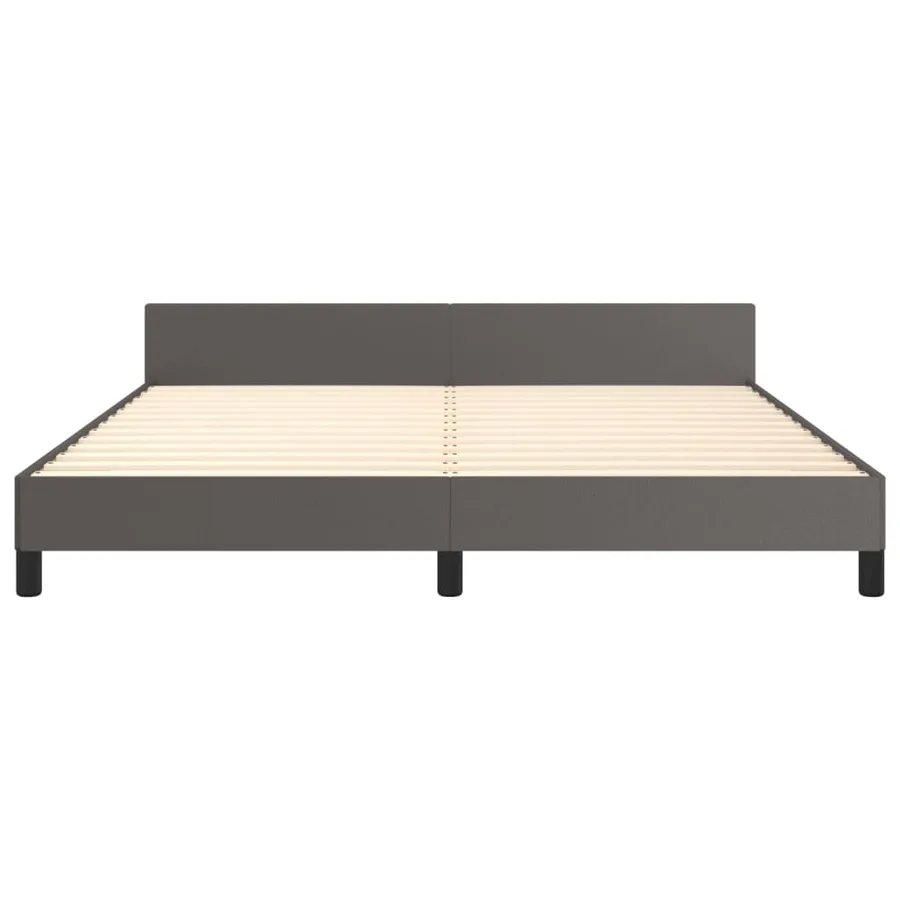 Cadre de lit sans matelas gris similicuir - 6