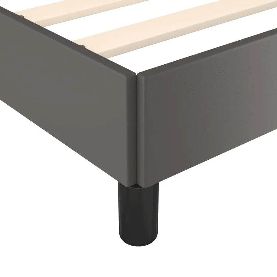 Cadre de lit sans matelas gris similicuir - 8