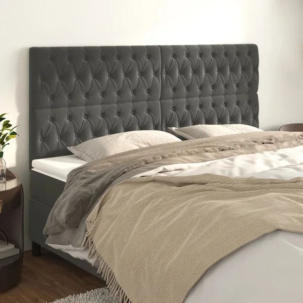 Tête de lit Gris foncé 200 x 7 x 118/128 cm Velours