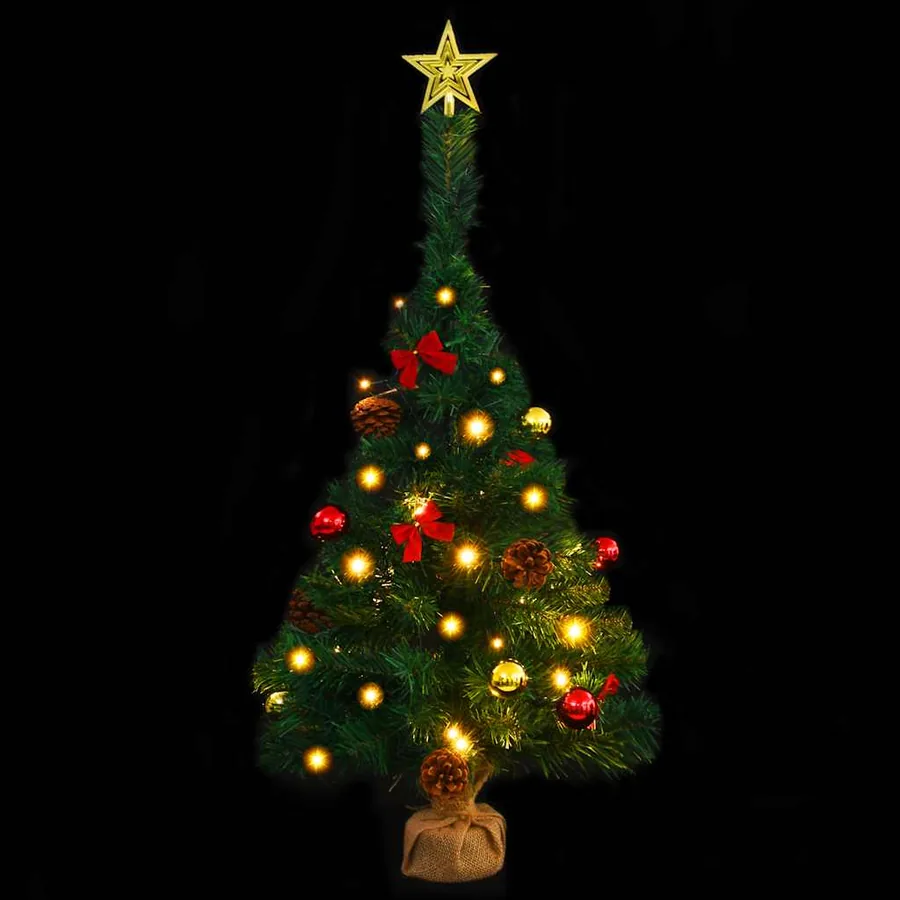 Arbre de Noël artificiel pré-éclairé avec boules vert 64 cm - 5