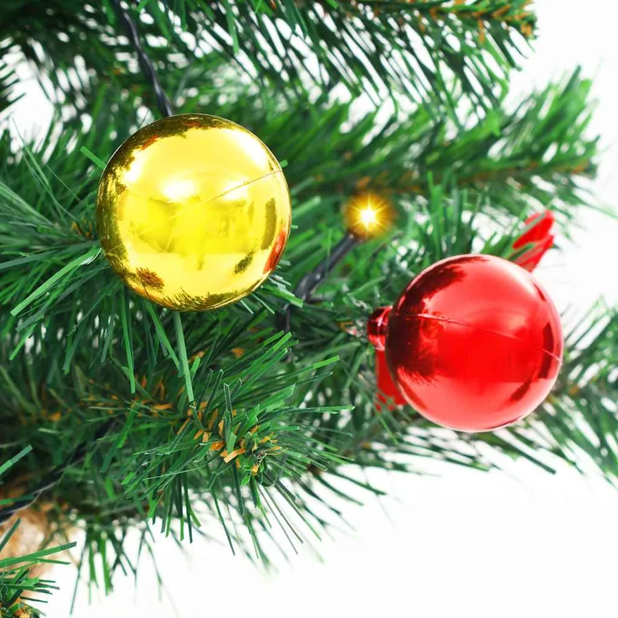 Arbre de Noël artificiel pré-éclairé avec boules vert 64 cm - 8