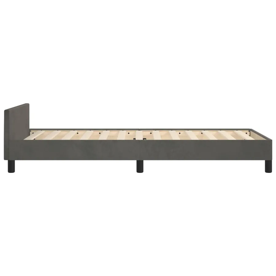 Cadre de lit sans matelas gris foncé 100x200 cm velours - 7