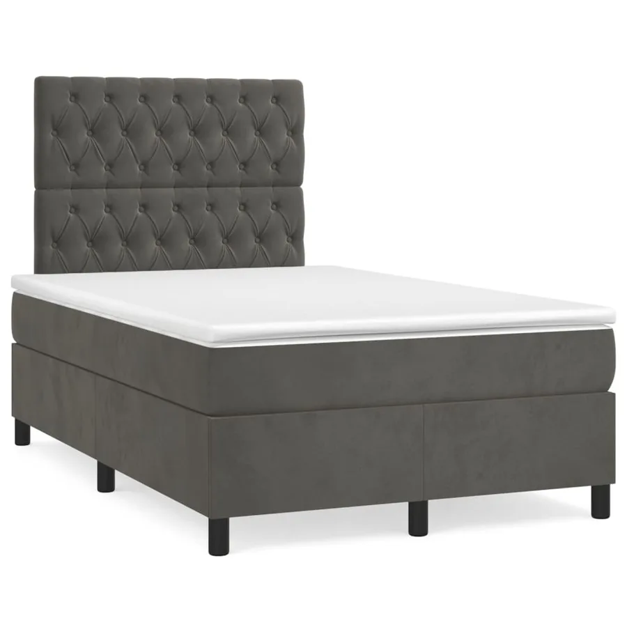 Sommier à lattes de lit et matelas Gris foncé 120x200cm Velours - 2