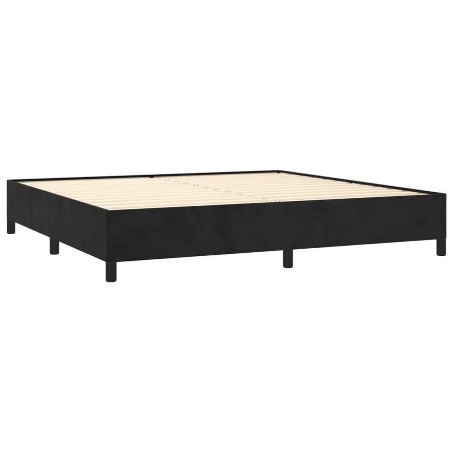 Sommier à lattes de lit et matelas Noir 200x200 cm Velours - 4