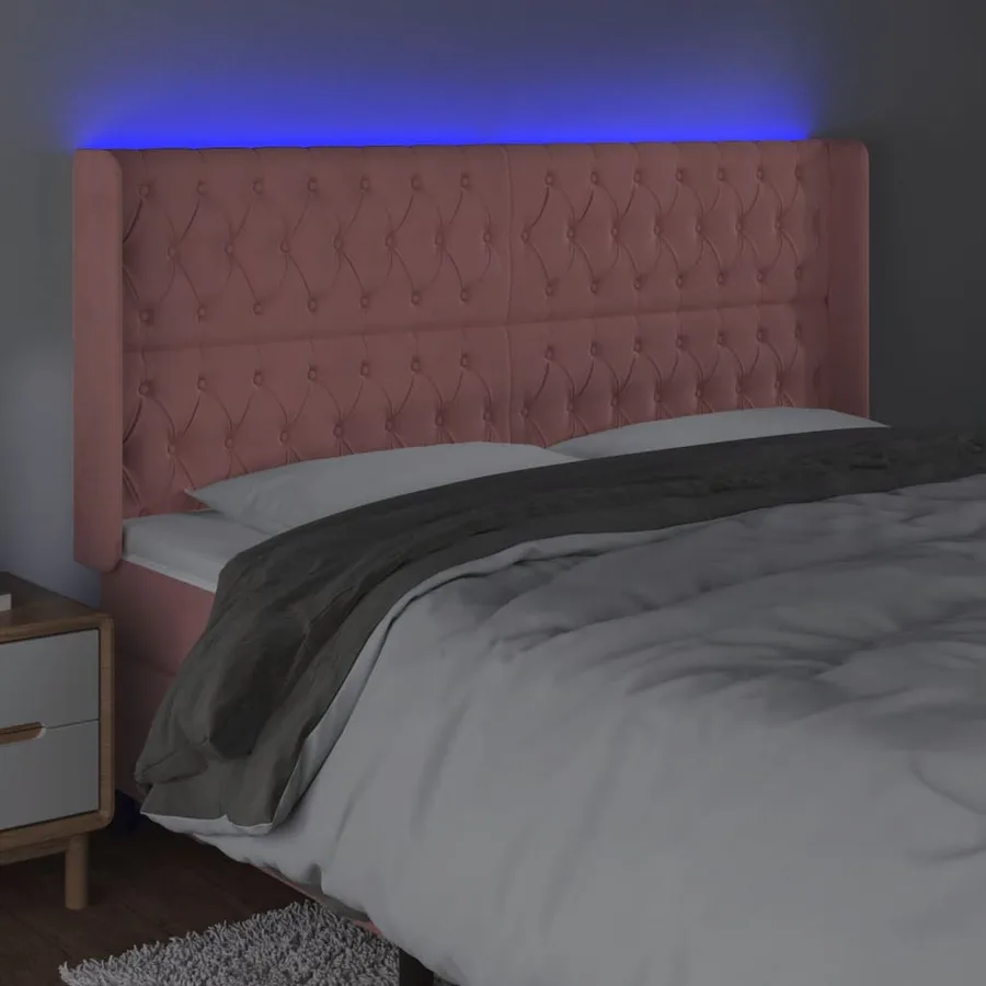 Tête de lit à LED Rose 203x16x118/128 cm Velours - 4