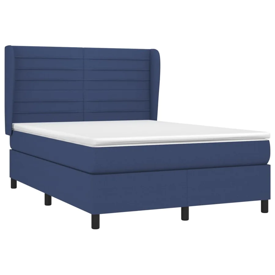 Sommier à lattes de lit avec matelas Bleu 140x190 cm Tissu - 3