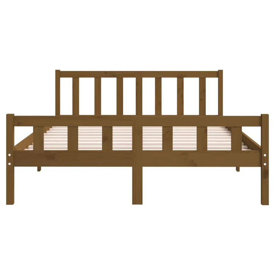 Cadre de lit sans matelas marron miel bois massif 120x200 cm - 5