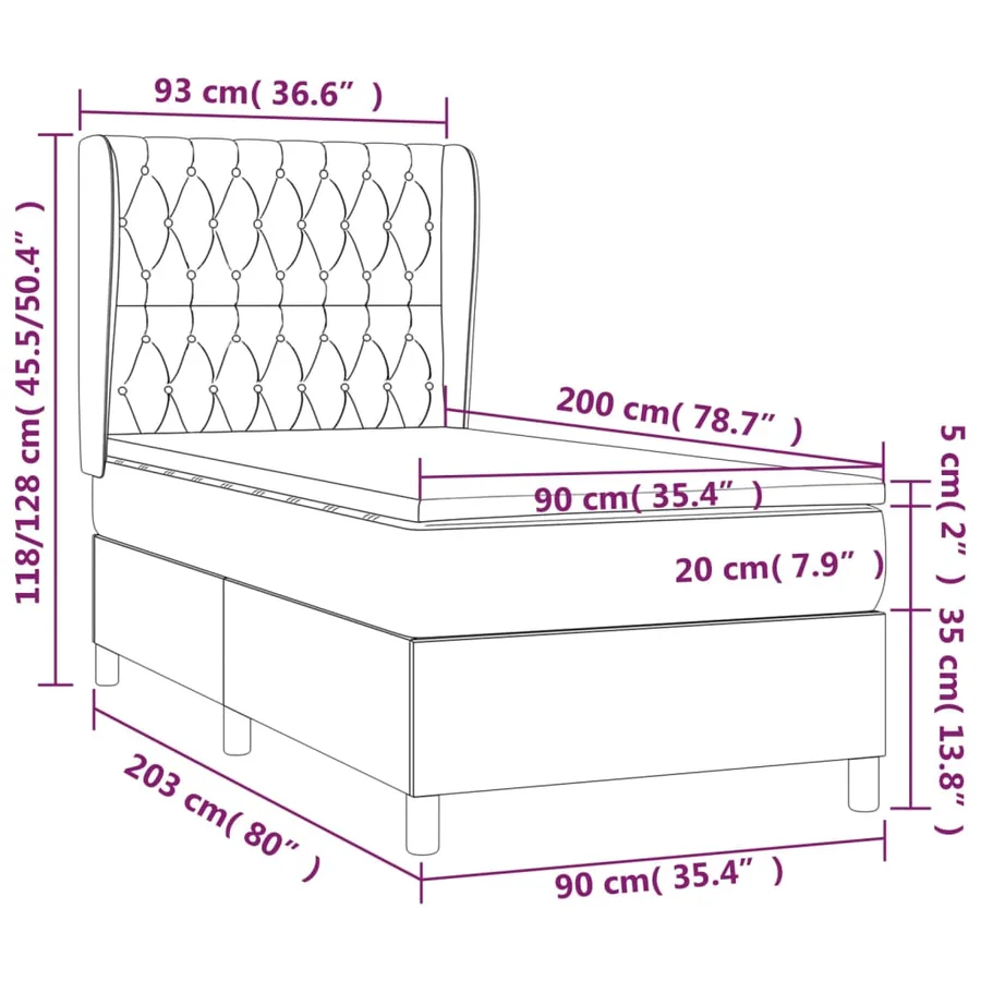 Sommier à lattes de lit avec matelas Rose 90x200 cm Velours - 7