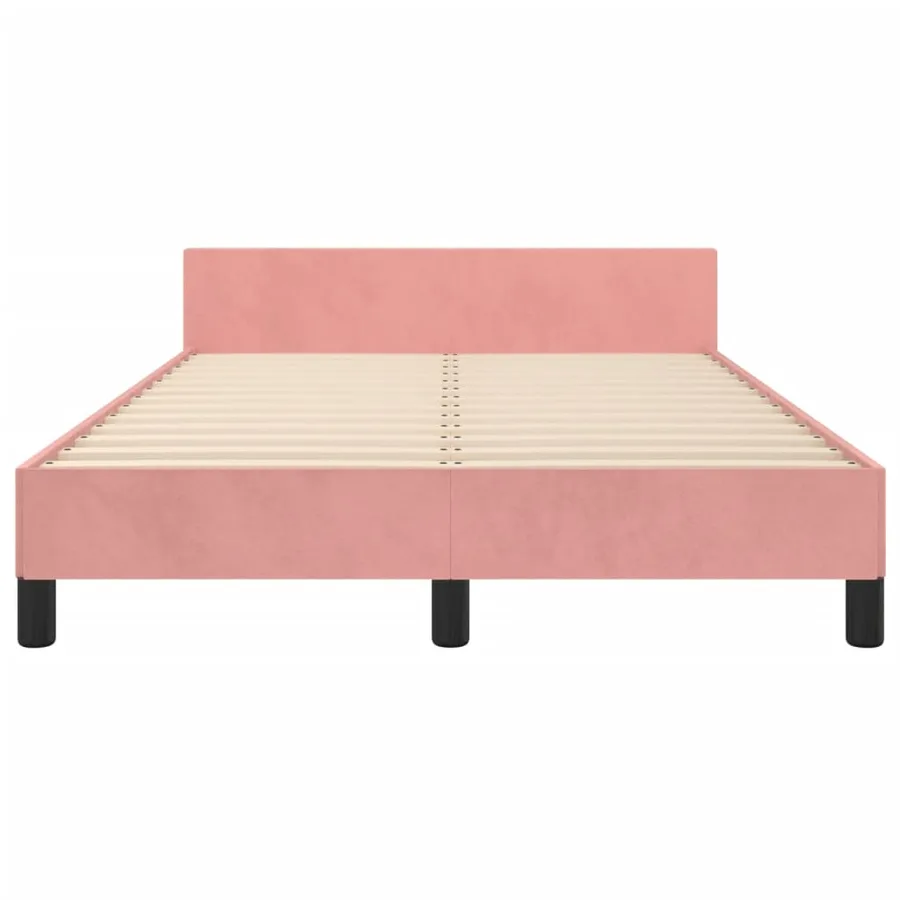 Cadre de lit sans matelas rose 120x200 cm velours - 6