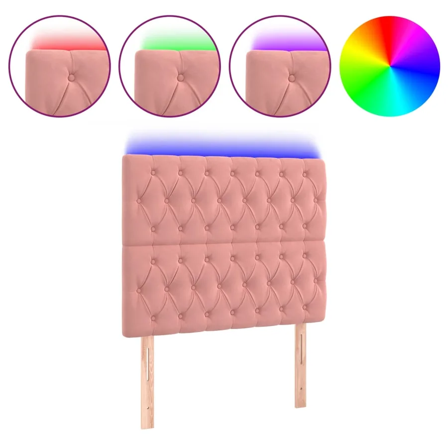 Tête de lit à LED Rose 90x7x118/128 cm Velours - 2