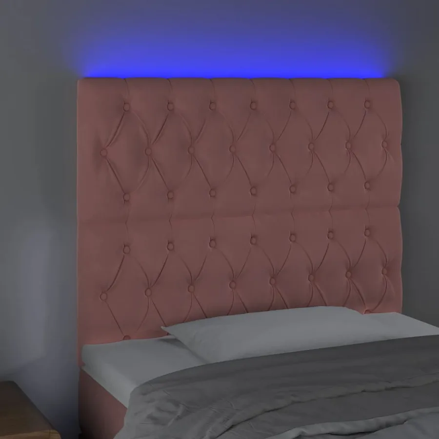 Tête de lit à LED Rose 90x7x118/128 cm Velours - 3