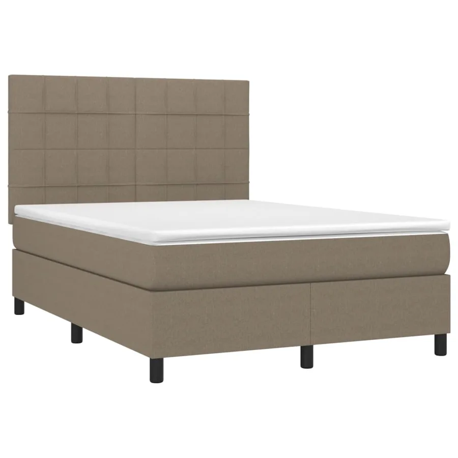 Sommier à lattes de lit avec matelas Taupe 140x190 cm Tissu - 3