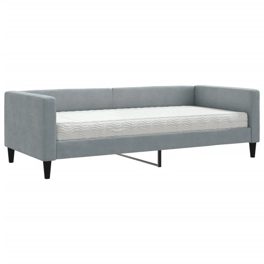 Lit de jour avec matelas gris clair 90x190 cm tissu - 2