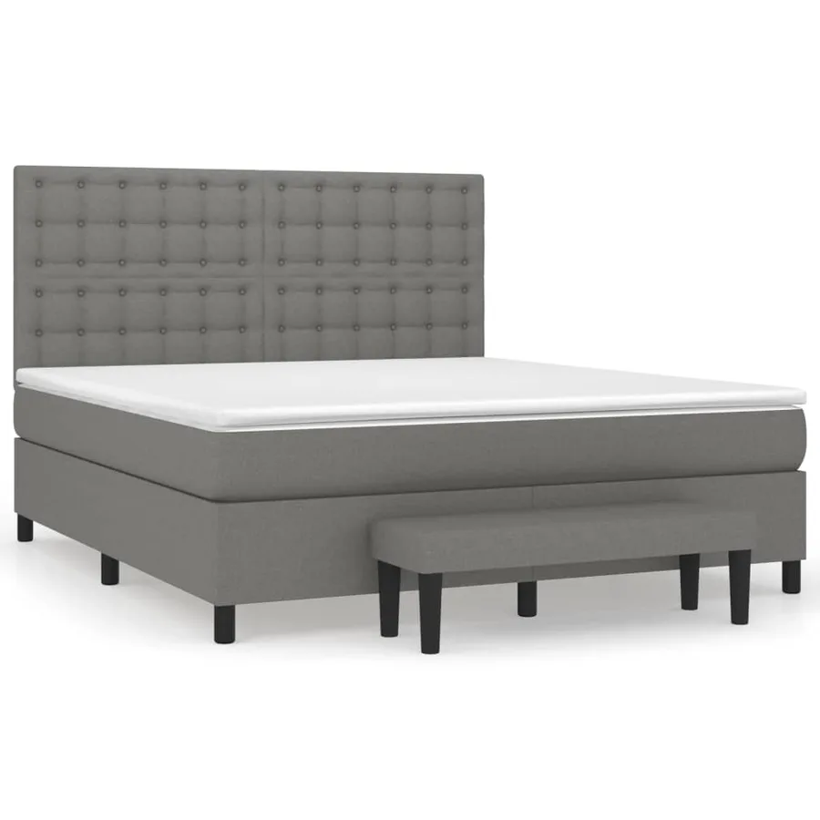 Sommier à lattes de lit avec matelas Gris foncé 180x200cm Tissu - 2