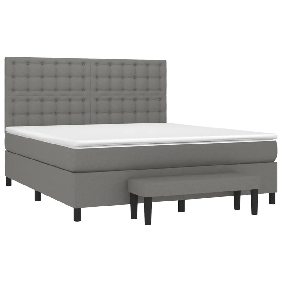 Sommier à lattes de lit avec matelas Gris foncé 180x200cm Tissu - 3