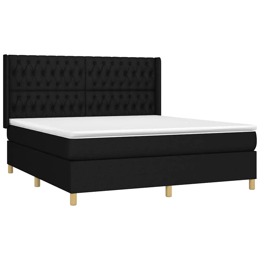 Sommier à lattes de lit matelas et LED Noir 180x200 cm Tissu - 4