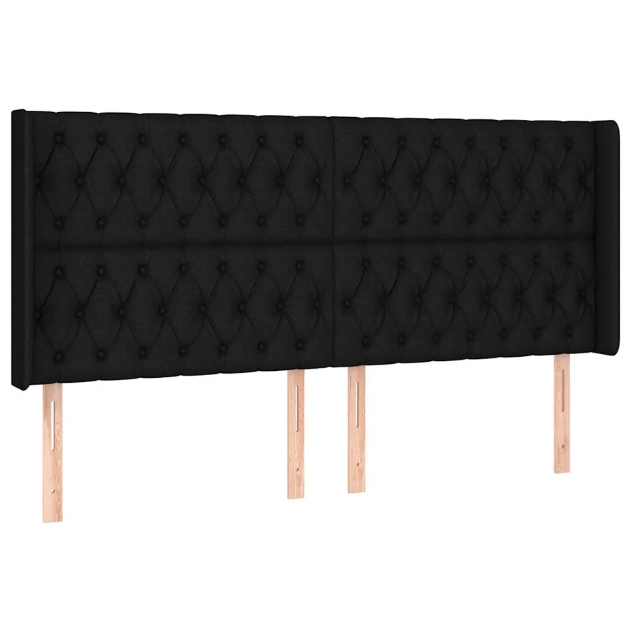 Sommier à lattes de lit matelas et LED Noir 180x200 cm Tissu - 7