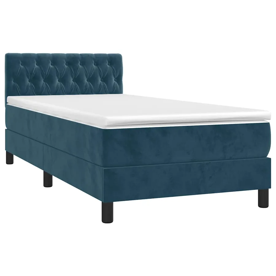 Sommier à lattes de lit avec matelas et LED Bleu foncé 90x190cm - 3