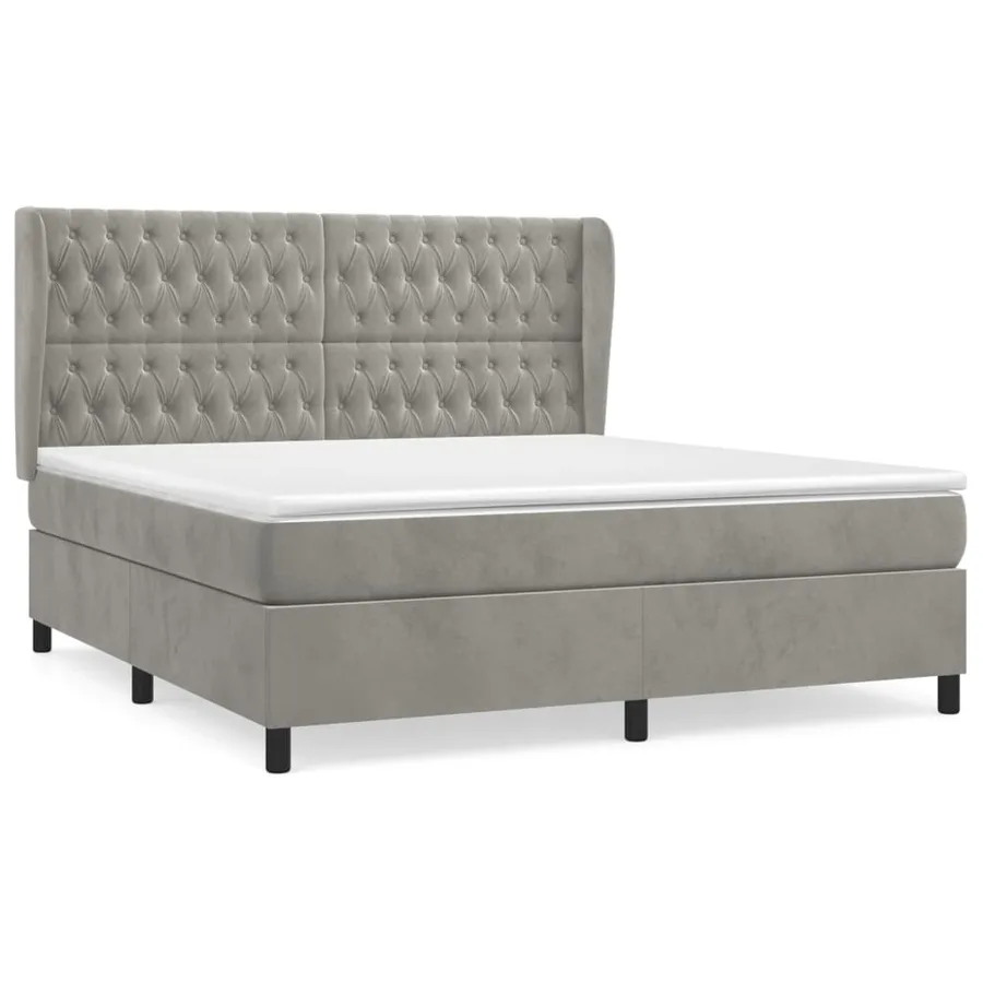 Sommier à lattes de lit et matelas Gris clair 180x200cm Velours - 2
