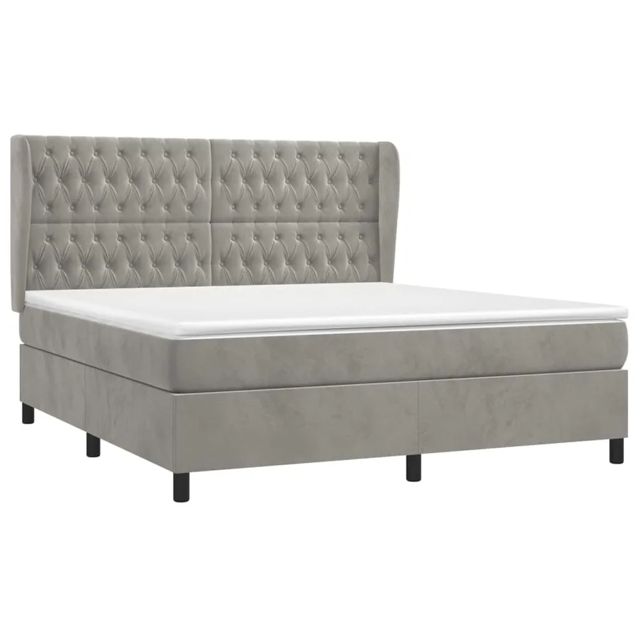 Sommier à lattes de lit et matelas Gris clair 180x200cm Velours - 3
