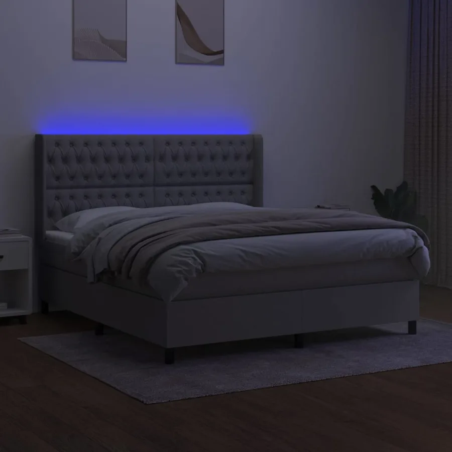 Sommier à lattes de lit matelas LED Gris clair 180x200 cm Tissu - 3