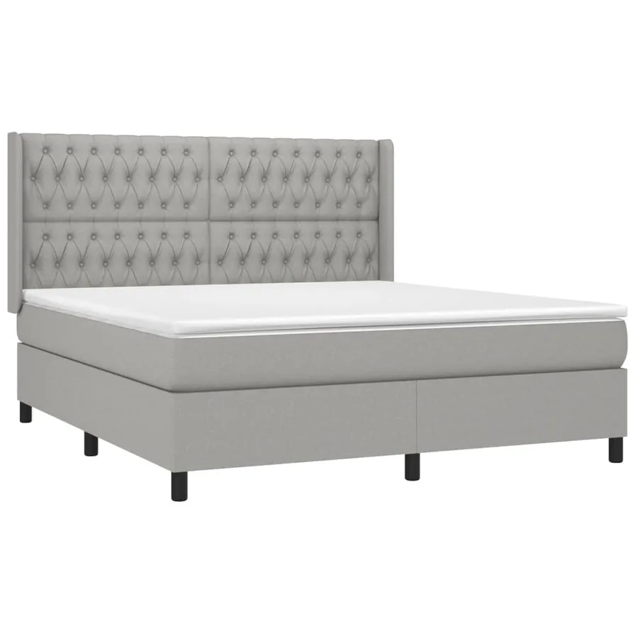 Sommier à lattes de lit matelas LED Gris clair 180x200 cm Tissu - 4