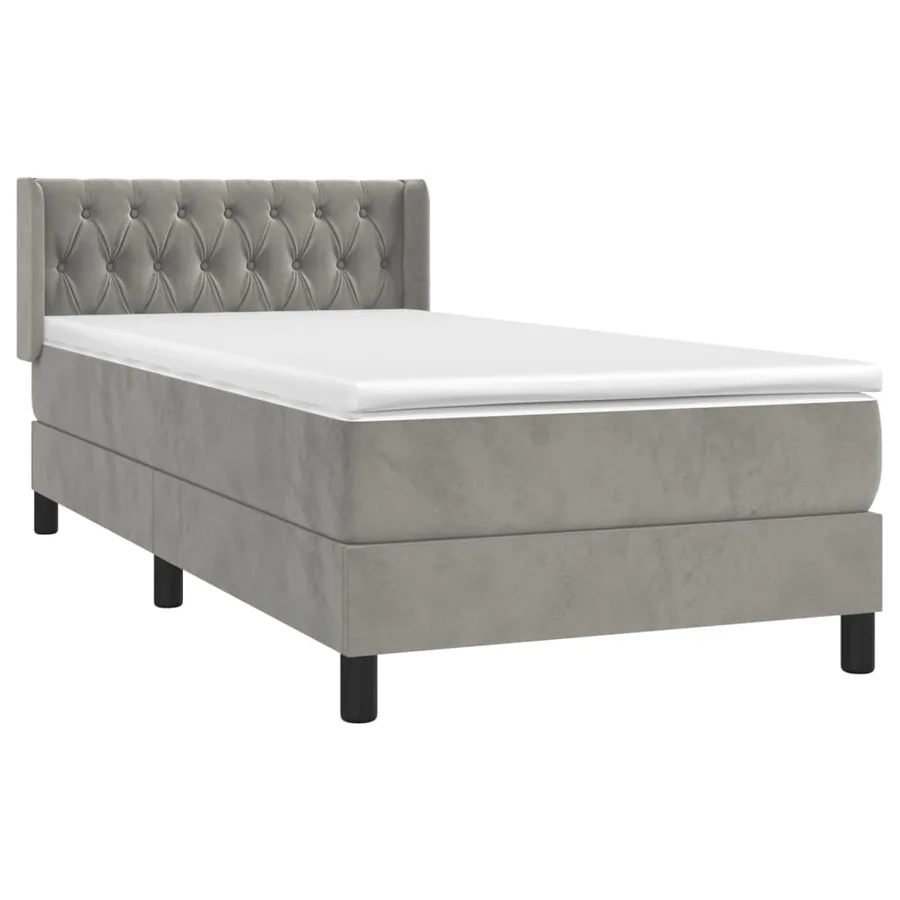 Sommier à lattes de lit et matelas Gris clair 90x190 cm Velours - 3