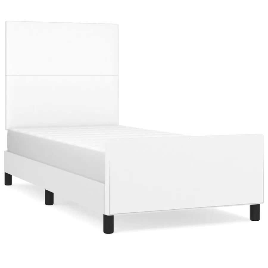 Cadre de lit sans matelas blanc 90x190 cm similicuir - 2