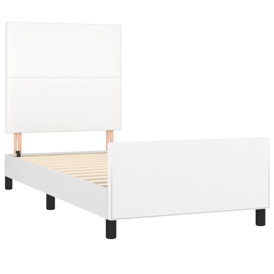 Cadre de lit sans matelas blanc 90x190 cm similicuir - 4