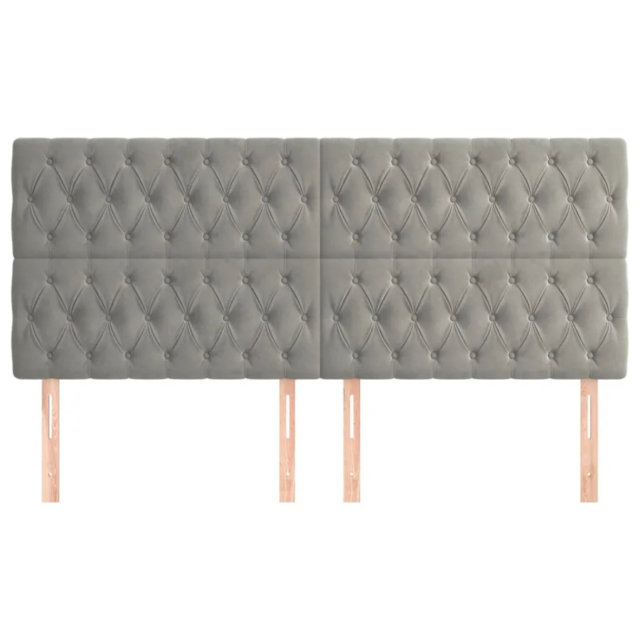 Tête de lit Gris clair 180x7x118/128 cm Velours - 3