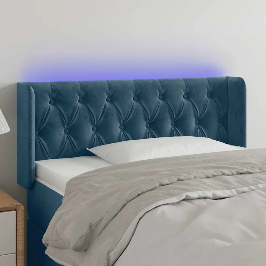 Tête de lit à LED Bleu foncé 93x16x78/88 cm Velours