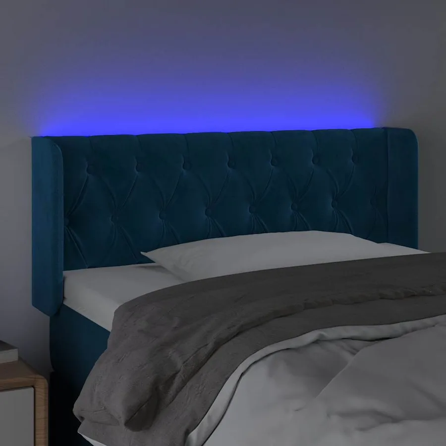 Tête de lit à LED Bleu foncé 93x16x78/88 cm Velours - 4