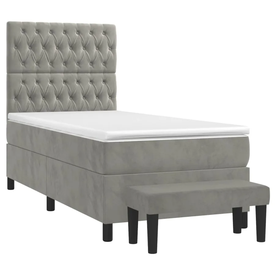 Sommier à lattes de lit et matelas Gris clair 90x200 cm Velours - 3