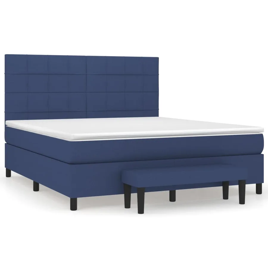 Sommier à lattes de lit avec matelas Bleu 160x200 cm Tissu - 2