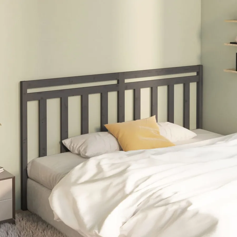 Tête de lit Gris 186x4x100 cm Bois massif de pin - 3