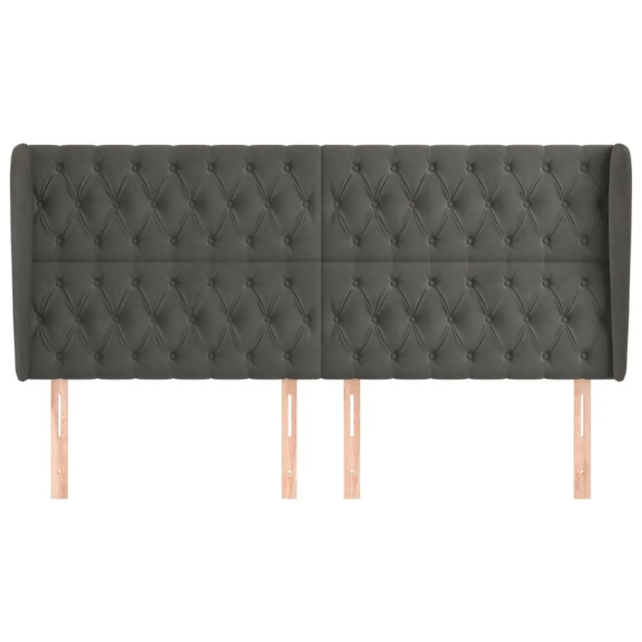 Tête de lit avec oreilles Gris foncé 183x23x118/128 cm Velours - 3