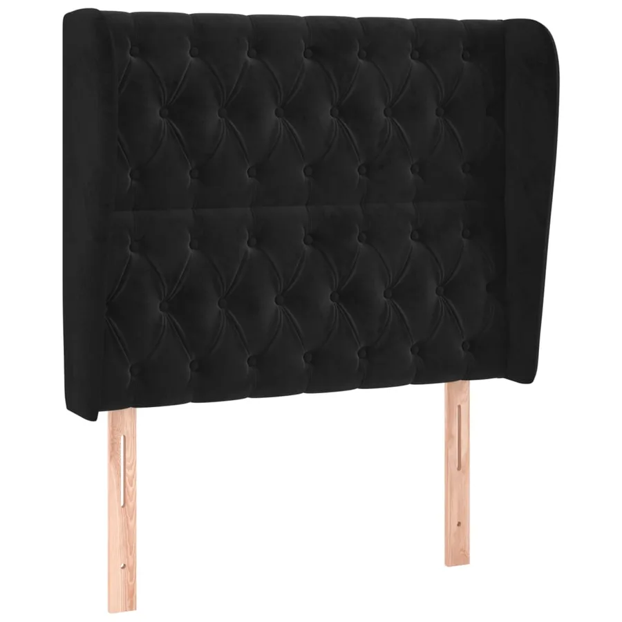 Tête de lit avec oreilles Noir 93x23x118/128 cm Velours - 2