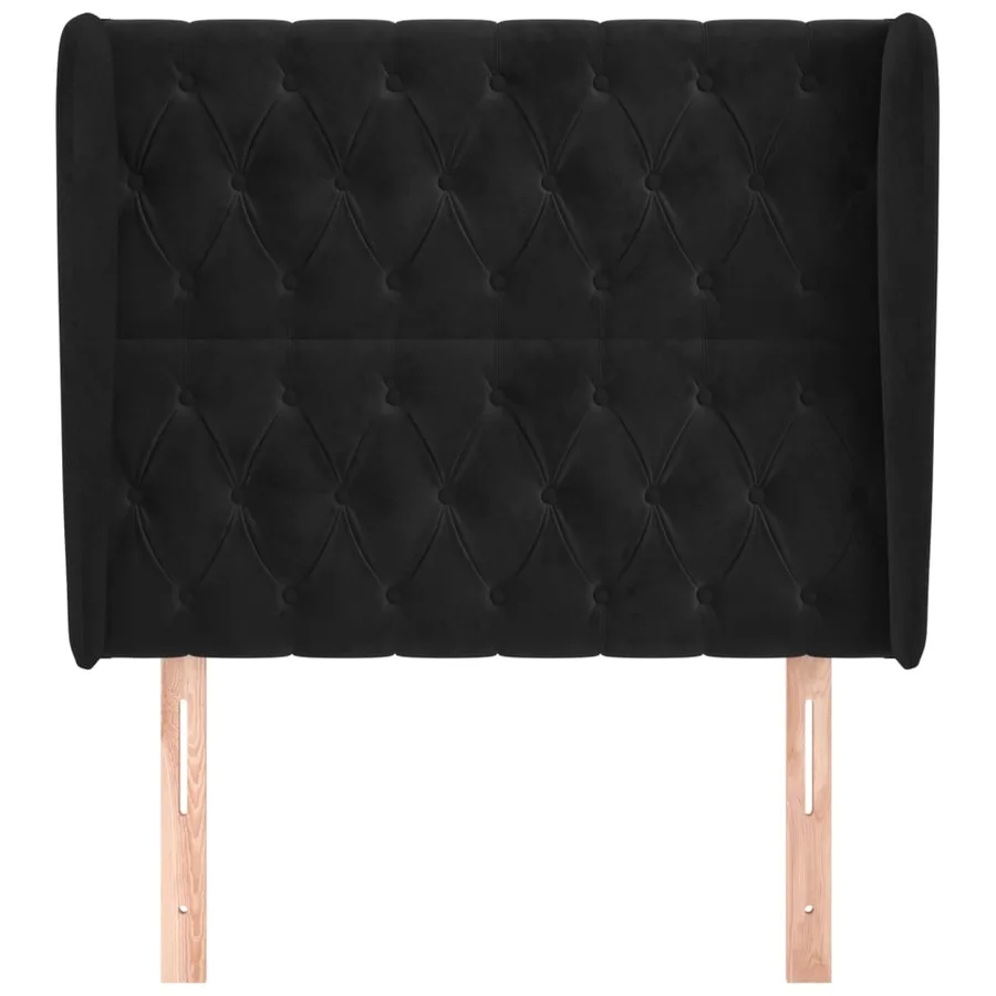 Tête de lit avec oreilles Noir 93x23x118/128 cm Velours - 3