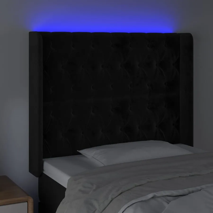 Tête de lit à LED Noir 93x16x118/128 cm Velours - 4