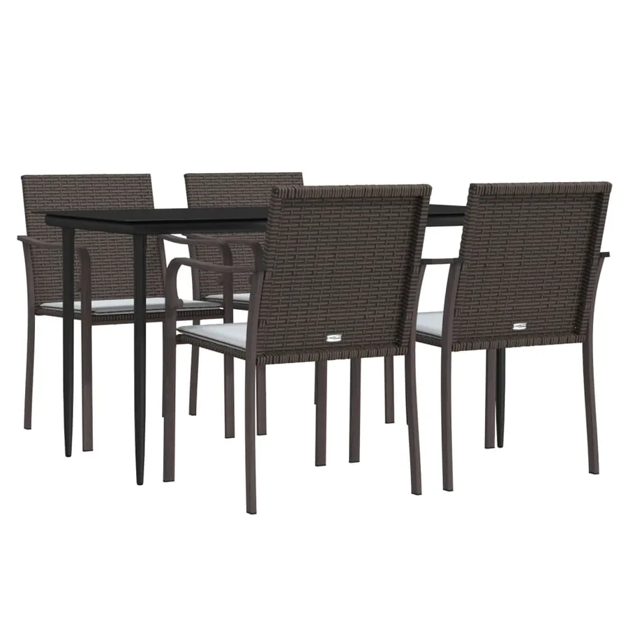 Ensemble à manger de jardin 5 pcs coussins résine tressée acier - 3