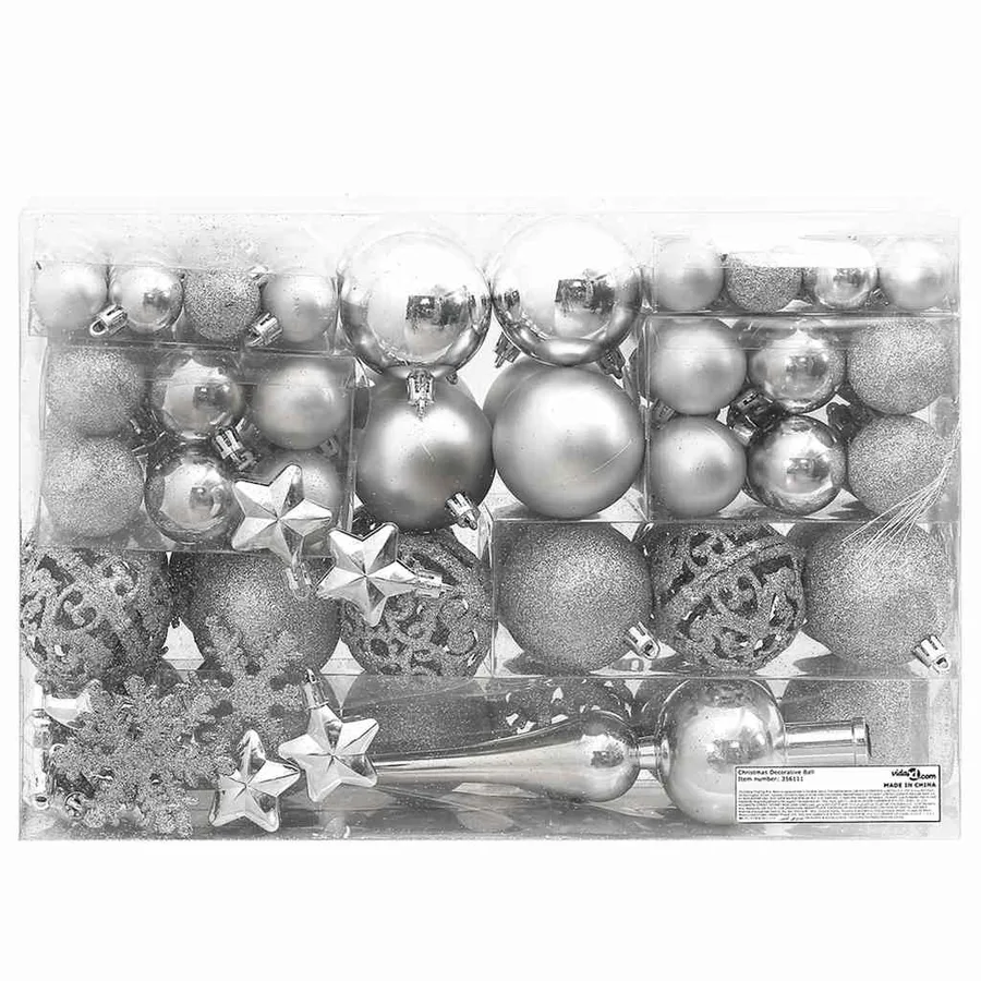 Ensemble de boules de Noël 111 pièces argenté polystyrène - 2