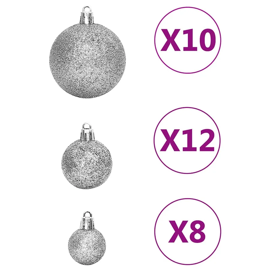 Ensemble de boules de Noël 111 pièces argenté polystyrène - 5